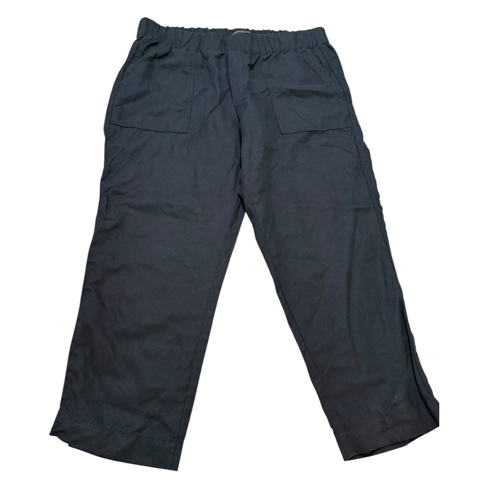 Banana Republic Black Linen Lyocell Blend Pull On Pants Tapered Crop Size L